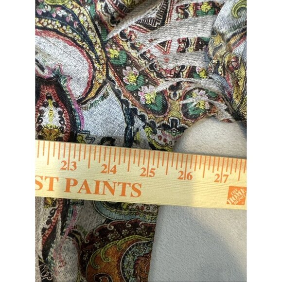 One World 2X Boho Paisley Mixed Print Top Scoop Neck 3/4 Sleeve Stretch Blouse - Picture 3 of 11